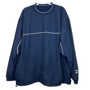 Mizuno Golf Jacket Size XL Mens Navy Blue Fleece Lining Windproof Pullover